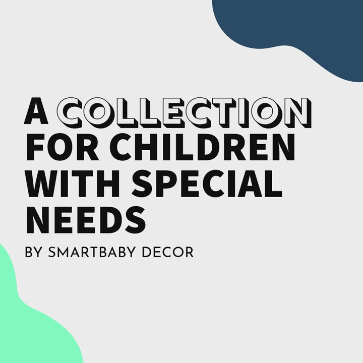A short video featuring the Smartbaby Decor "Feel the Love" collection which includes wall stickers with high contrast patterns, tactile components and braille for children with visual impairments.